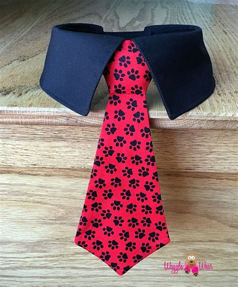 Red Dog Bow Tie With Black Paw Prints Removable Dog Tie With Etsy