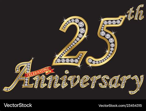 Celebrating 25th Anniversary Golden Sign Vector Image