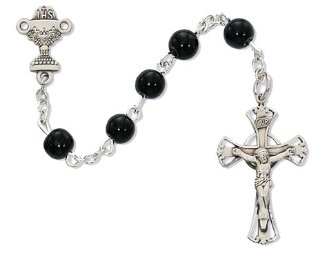 Boys Communion Rosary 5mm Black Glass Beads Prospect Hill Co