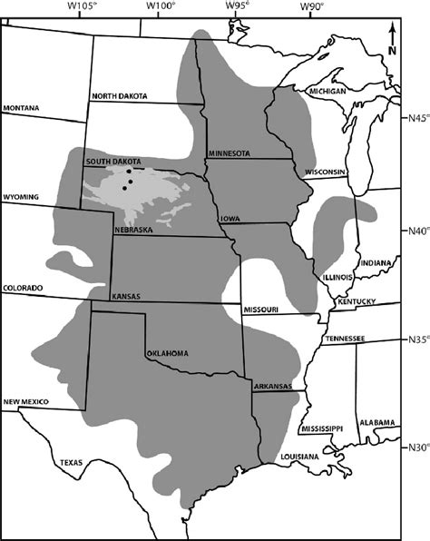 Map Of Central North America Showing The Distribution Of The Plains