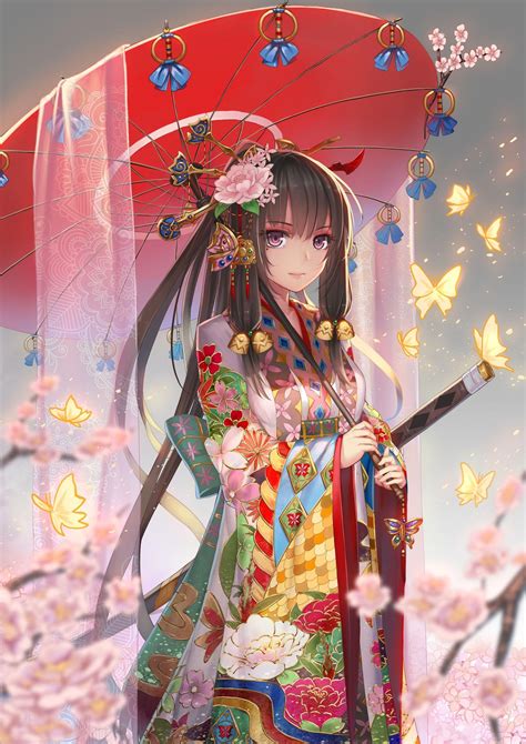 Cute Anime Girl Kimono Maxipx
