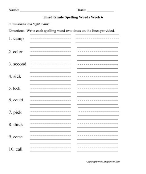 But don't make it as a burden. Week 6 C Consonant Third Grade Spelling Worksheets | Grade spelling, Spelling worksheets, Third ...
