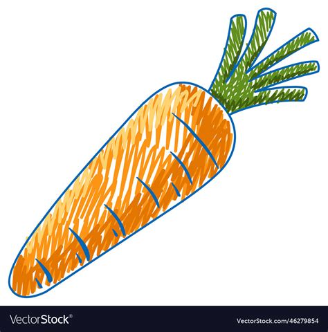 Carrot Pencil Colour Child Scribble Style Vector Image