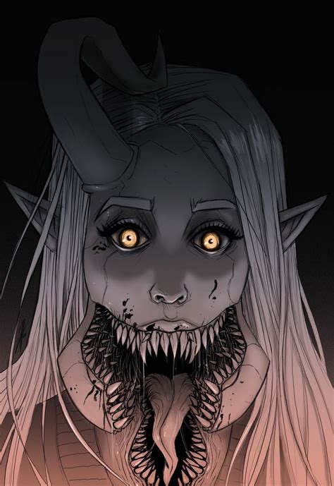 Artstation Demon Girl Sketch 3 Nyctoinc Illustrations Scary Art