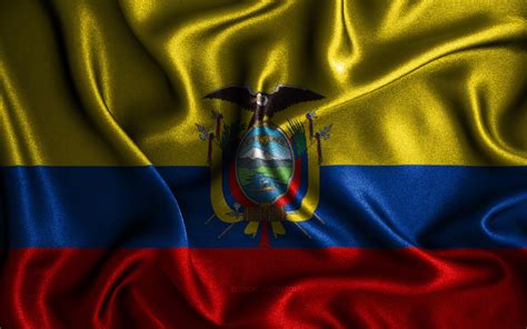 Download Wallpapers Ecuadorian Flag 4k Silk Wavy Flags South
