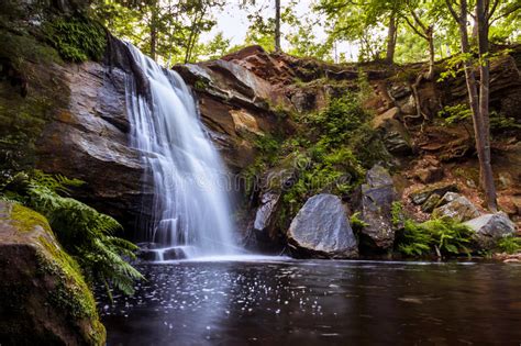 Beautiful Flowing Waterfall Serene Tranquil Landscape Stock Image