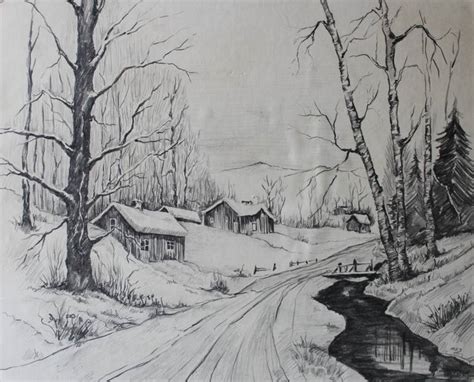 Winter Landscape Sketch At Explore Collection Of