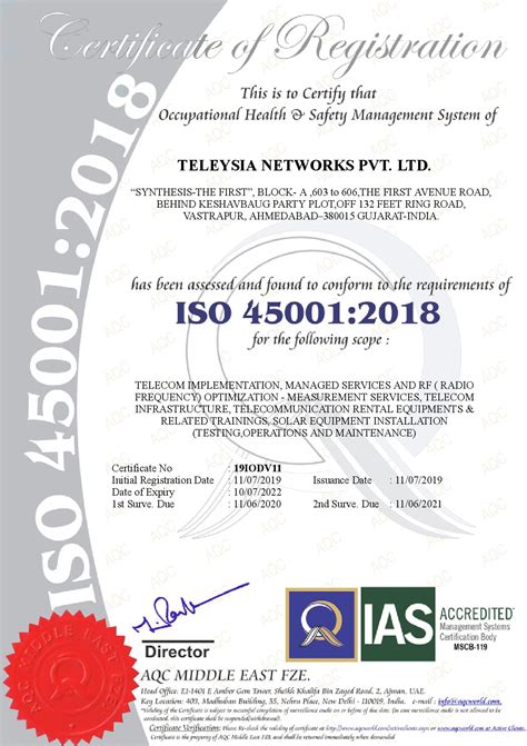 Iso Certification Teleysia Networks