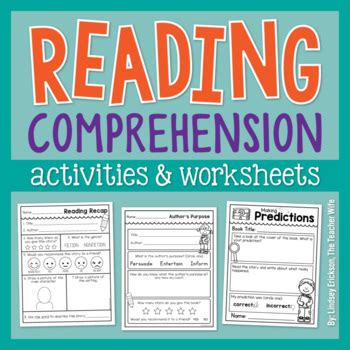 reading comprehension worksheets activities   teacher wife
