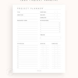 Project Planner Printable Work Planner Project Timeline Tracker