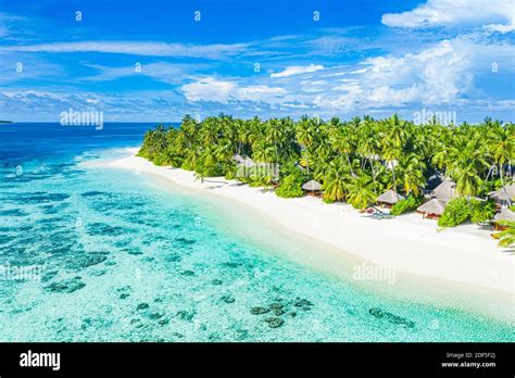 Aerial Photo Of Beautiful Maldives Paradise Tropical Beach Amazing