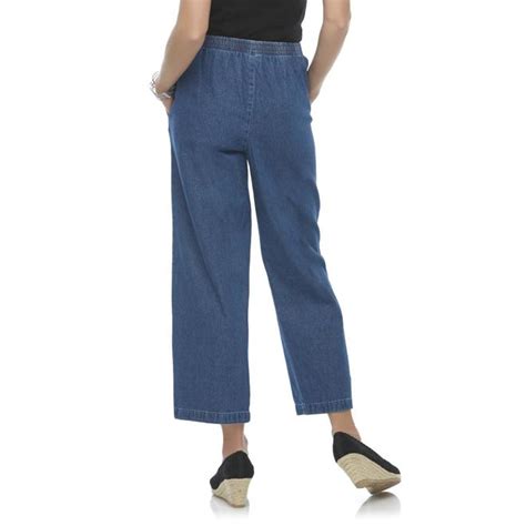 Basic Editions Womens Elastic Waist Denim Jeans