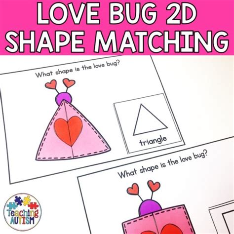 Valentines Day Shapes Matching 2d Shapes Teaching Autism