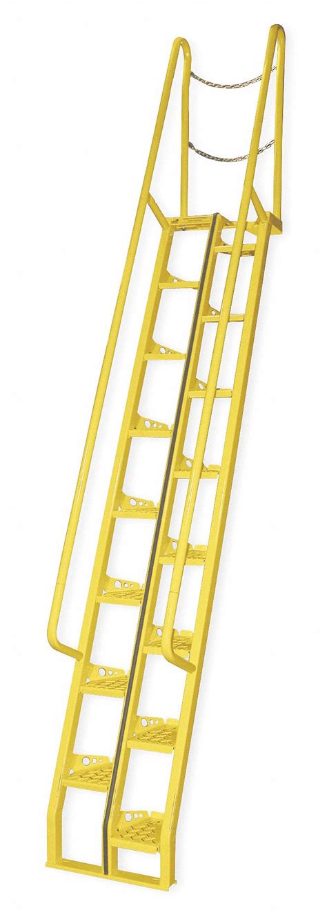 VESTIL Steel Alternating Tread Stairs, 120 in Top Step Height, 350 lb Load Capacity, Perforated ...