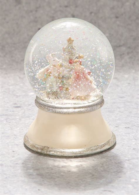 Glitter Christmas Snow Globe 14cm X 10cm Pink Glitter Christmas