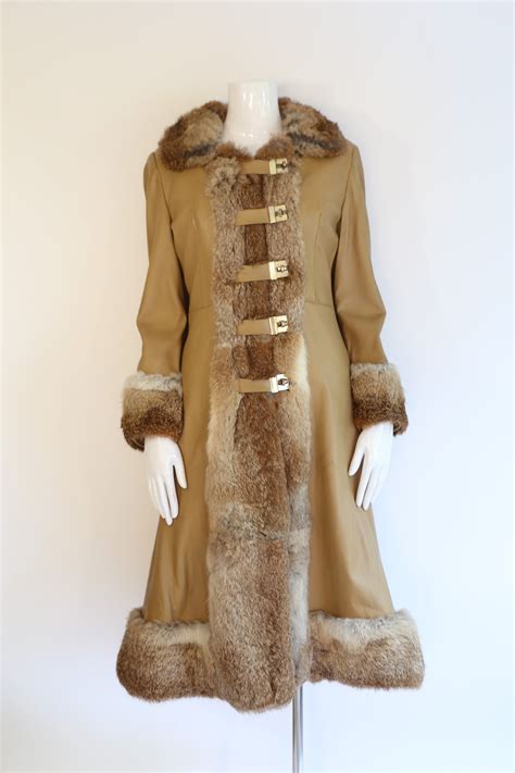 70s penny lane coat vintage 1970s fur and leather toggle coat size m 1960a