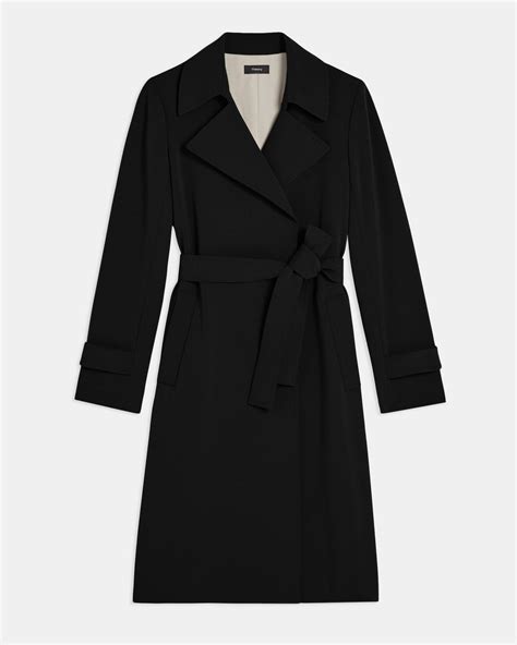 Black Admiral Crepe Oaklane Trench Coat Theory