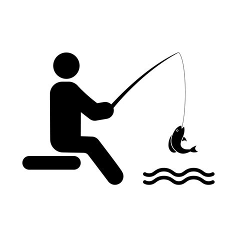 Fisher Man Bait Lake Fish Glyph Pictogram Summer Outdoor Sport Person