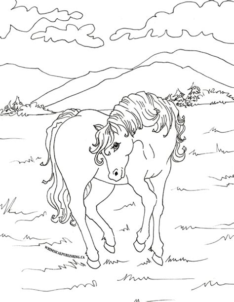 horse colouring page small