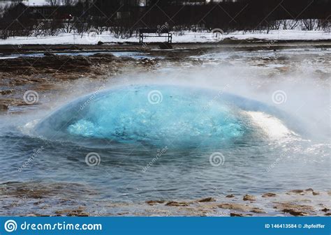 Water Bubble Of Strokkur Geyser In Iceland Stock Photo Image Of Heat