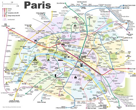 Paris U Bahn Karte Mit Sehenswürdigkeiten Paris Rohr Landkarte Mit