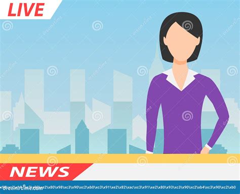 Anchor Tv Presenters Woman Online Breaking News Concept Vector