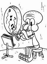 Coloring Clarinet Pages Squidward Practicing sketch template
