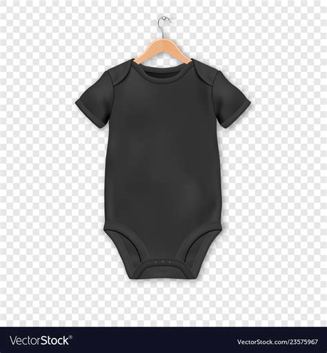 Realistic Black Blank Baby Bodysuit Royalty Free Vector