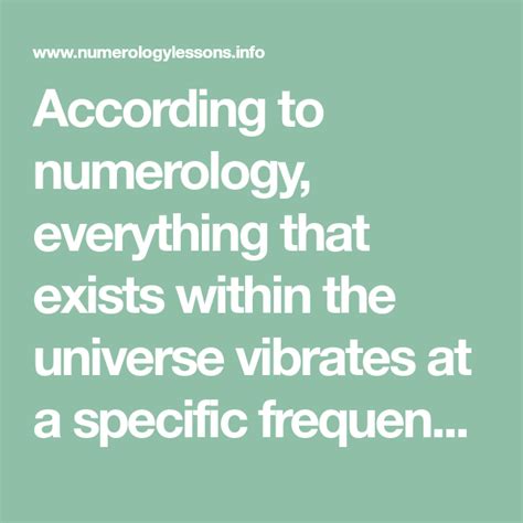 According To Numerology Everything That Exists Within The Universe