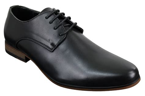 Mens Laced Plain Leather Lined Laced Smart Casual Formal Shoes Black