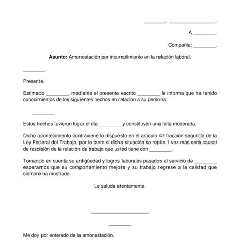 Carta De Amonestacion Modelo De Sancion Disciplinaria A Un Trabajador