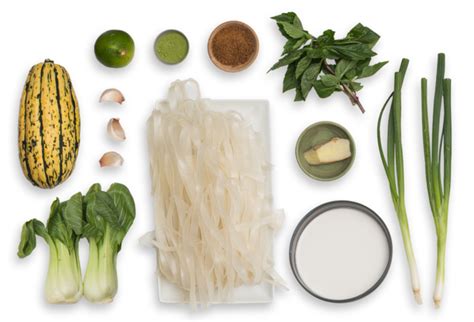 Recipe Rice Noodles And Coconut Matcha Broth With Delicata Squash Bok