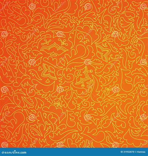 Abstract Orange Pattern With Floral Background Stock Photo Image