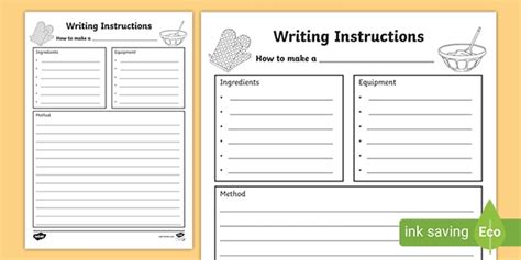 Recipe Worksheets For Students Cooking Twinkl