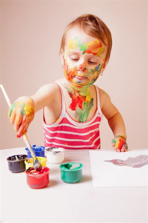 Artistic Painting With Joyful Child Girl Creativity Education Child