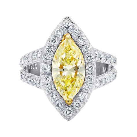 Platinum And Kt Yellow Gold Ring With Fancy Yellow Diamond For Sale
