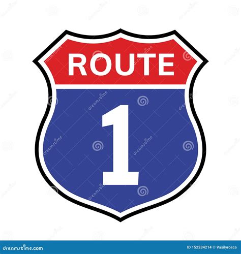 1 Route Sign Icon Vector Road 1 Highway Interstate American Freeway Us