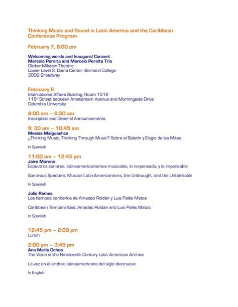 Conference Final Program Columbia University Department Of Music