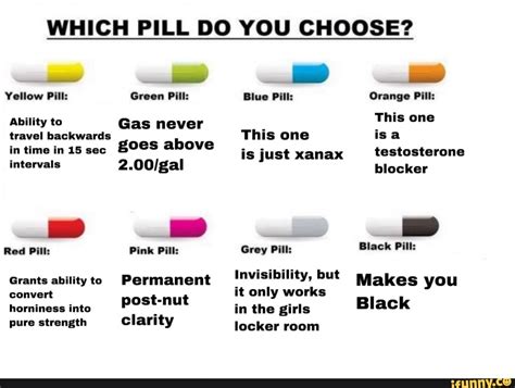 Which Pill Do You Choose Mm Yellow Pill Green Pill Blue Pill Orange