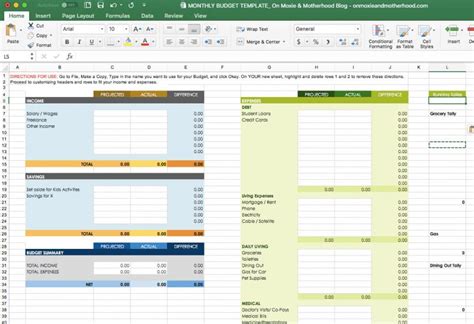 Free Excel Budget Template On Moxie And Motherhood