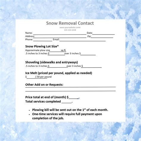 Residential Snow Plowing Bid Agreement Cleaning Service Etsy