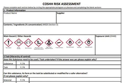 Coshh Risk Assessment Template Coshh Risk Assessment Israel Lupon Gov Ph