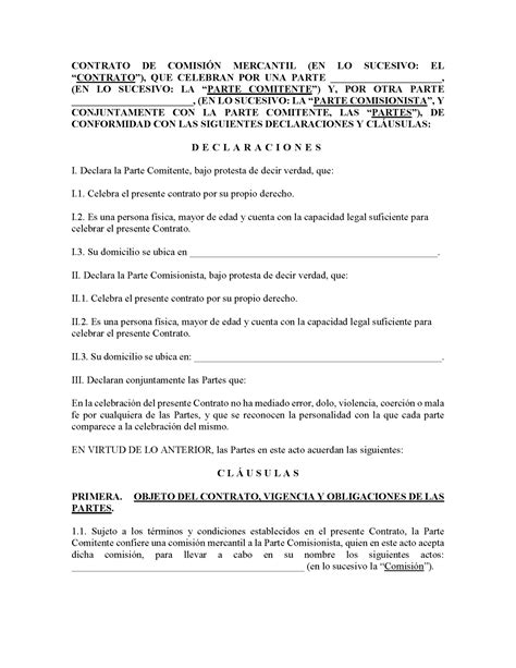 Tú Contrato De Comisión Mercantil Para Ventas Legalario