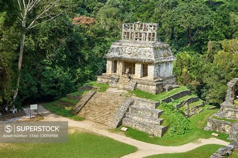 Temple Of The Sun Ancient Mayan City Of Palenque Chiapas Mexico