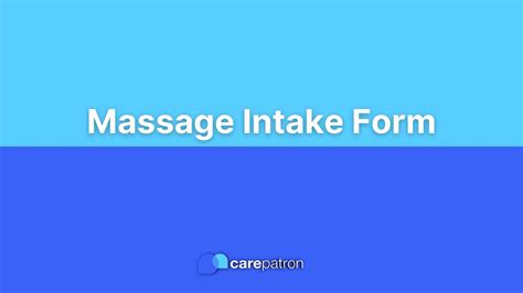 Massage Intake Forms Youtube