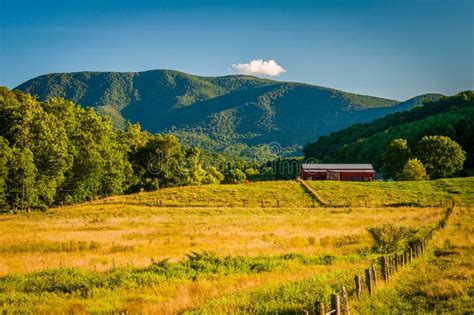 Farm Fields And View Of Distant Mountains In The Rural Shenandoah