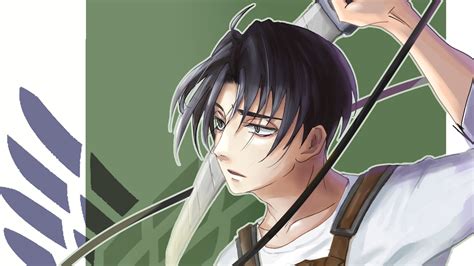 Attack On Titan Levi Ackerman With Sword With Green