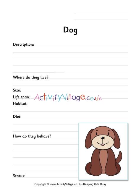 Dog Worksheet