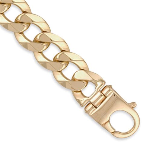 Mens Solid 9ct Yellow Gold Traditional Heavy Weight Curb Link 16mm