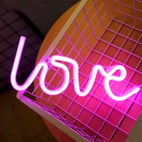 Pink Love Led Neon Sign Love Neon Sign Pink Neon Wall Light Etsy